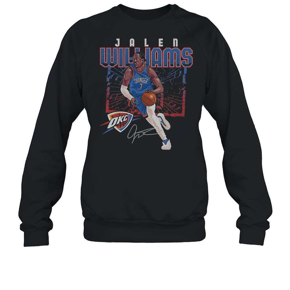 Jalen Williams Oklahoma City Thunder MLB Basketball Player Shattered Signature Shirt