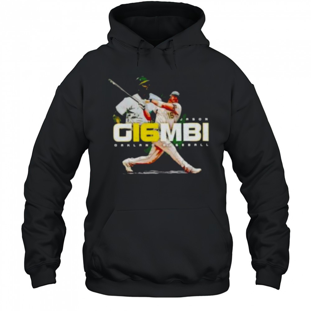 Jason Giambi swing player Oakland baseball shirt