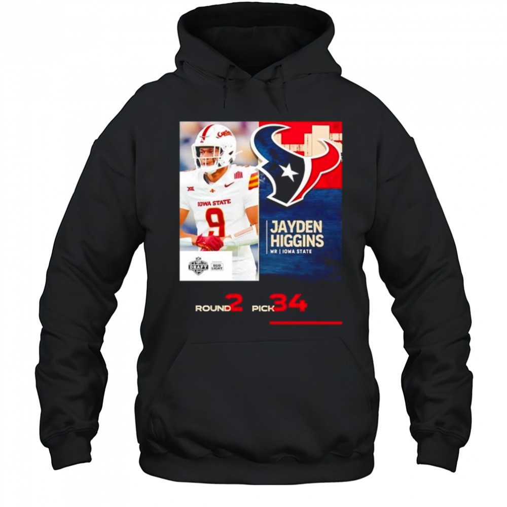 Jayden Higgins Houston Texans 2025 Nfl Draft Poster T-Shirt