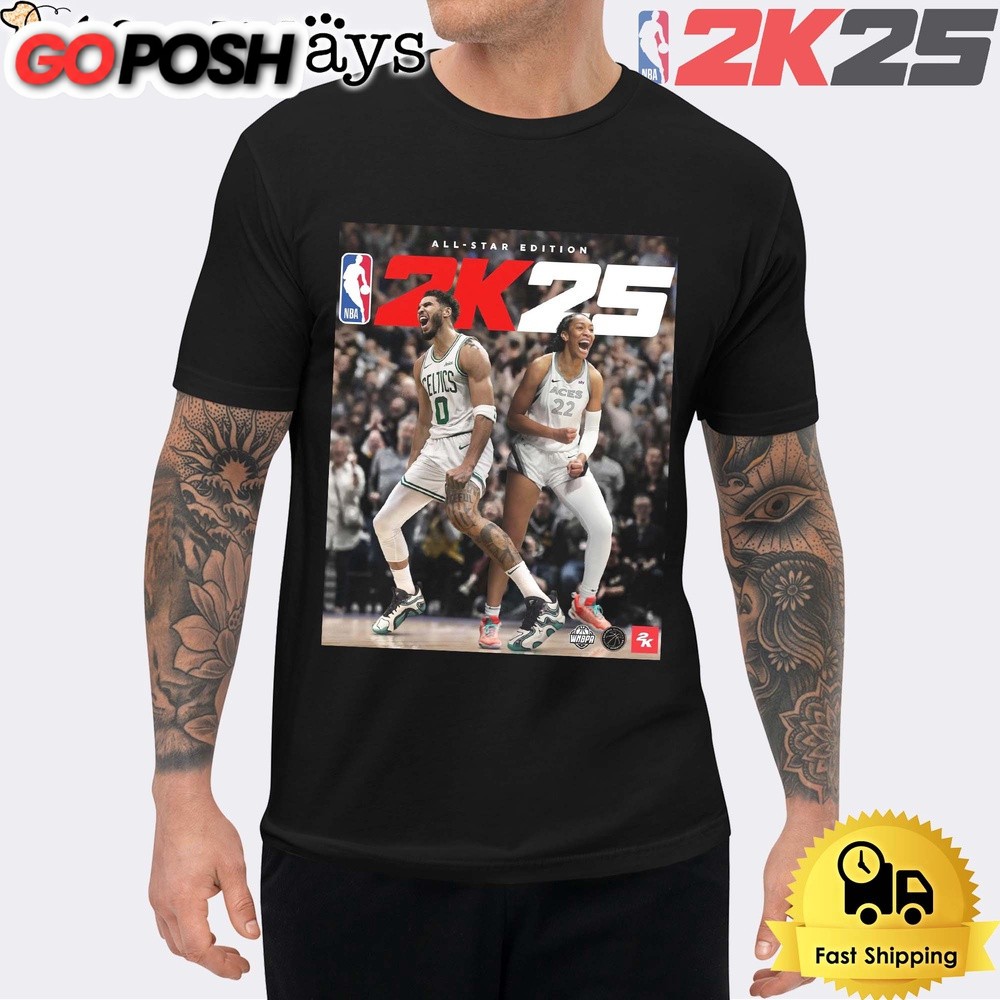 Jayson Tatum Of Boston Celtics And A’ja Wilson Of Las Vegas Aces Is NBA 2K25 Official Unisex T-Shirt