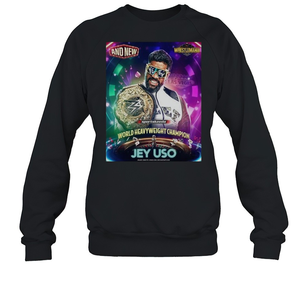 Jey Uso Wins The World Heavyweight Championship At WrestleMania WWE 2025 And New t-shirt
