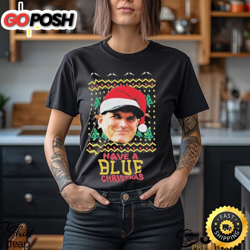 Jim Harbaugh Michigan Wolverines Have A Blue Christmas Ugly Sweater Shirt