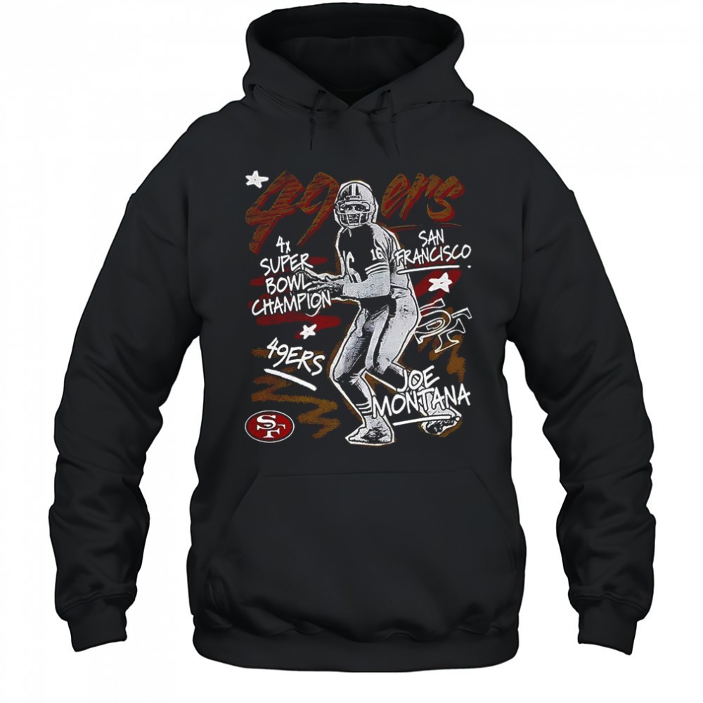 Joe Montana San Francisco 49ers fooball 4x Super Bowl Champions player graphic shirt