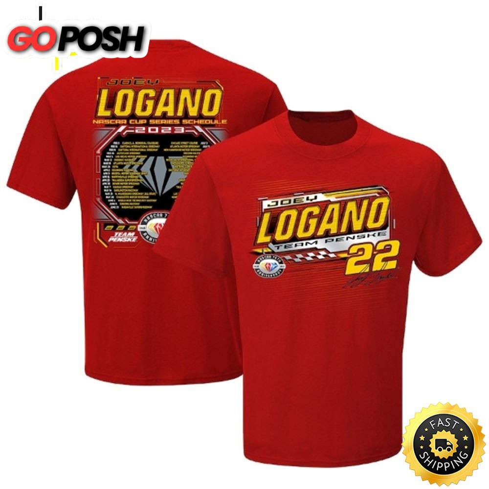 Joey Logano Team Penske 2023 NASCAR Cup Series Schedule Red T-shirt