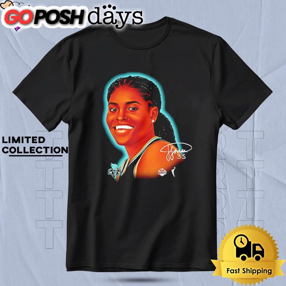 Jonquel Jones New York Liberty Sketch Signature T Shirt