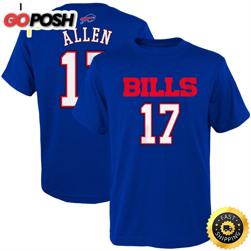 Josh Allen Buffalo Bills Youth Mainliner Player Name & Number Royal T-shirt