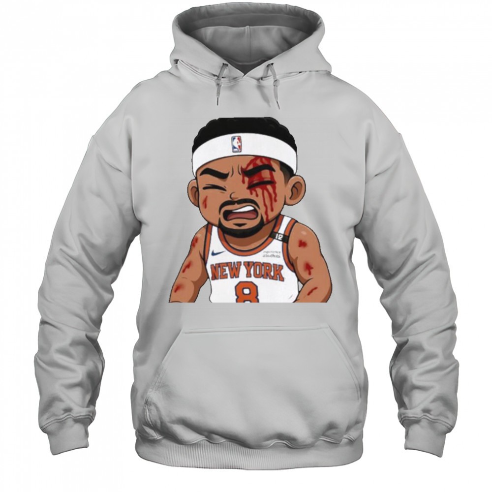 Josh Hart Knicks left bloodied after taking elbow to the face Celtics chibi shirt