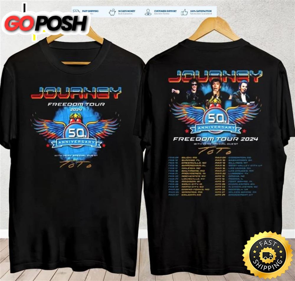 Journey 2024 Tour Freedom T-Shirt Toto Concert Gift Shirt Fans Music Band