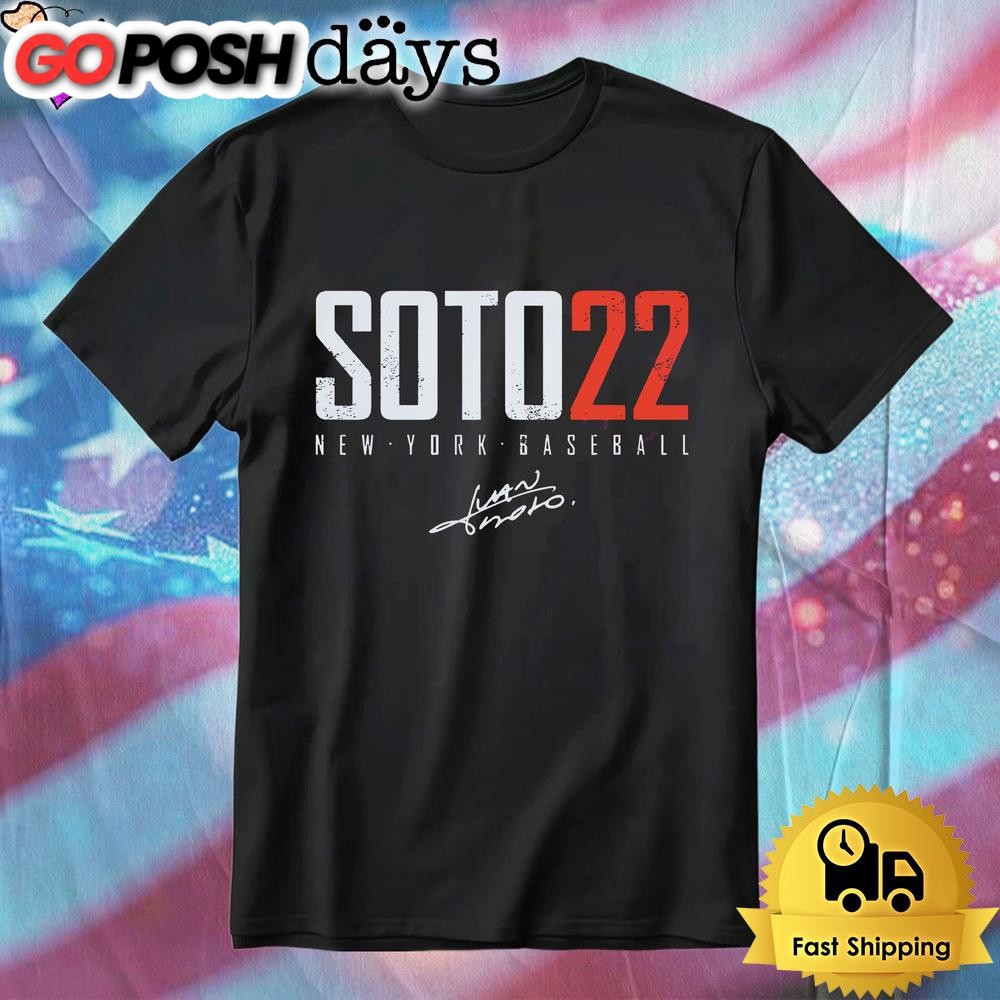 Juan Soto 22 New York Baseball Bold Number Signature T-Shirt