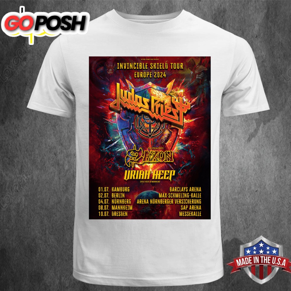 Judas Priest Invincible Shield Tour Europe 2025 July T-shirt