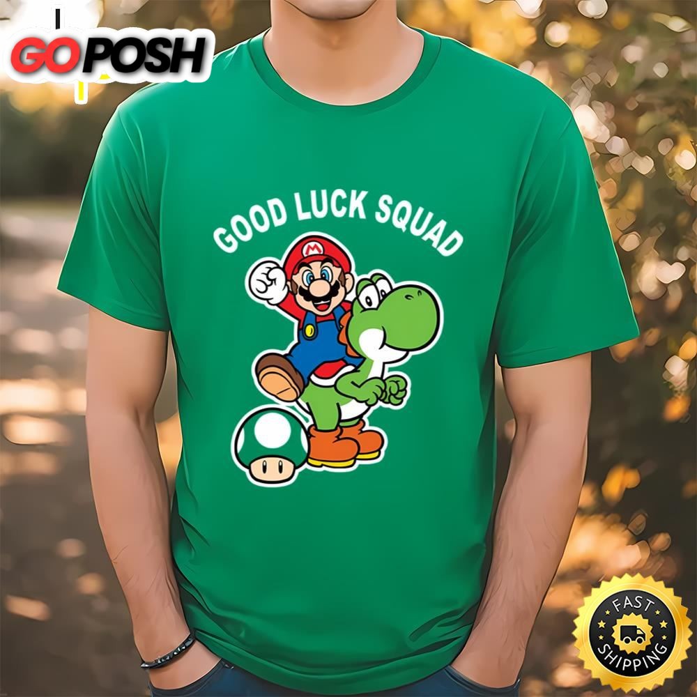 Juniors Nintendo Super Mario St. Patricks Day Good Luck Squad…