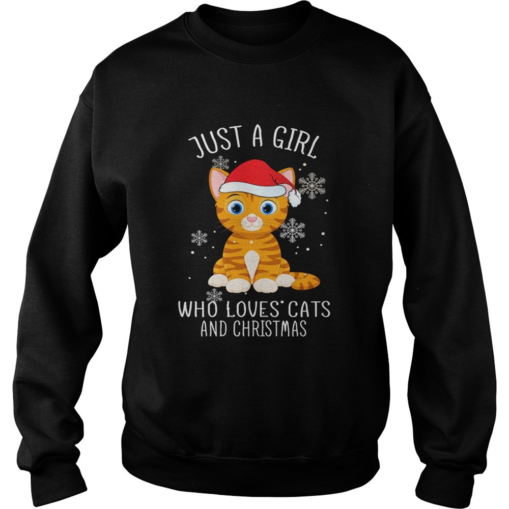 Just A Girl Who Loves Cats And Christmas Shirt
