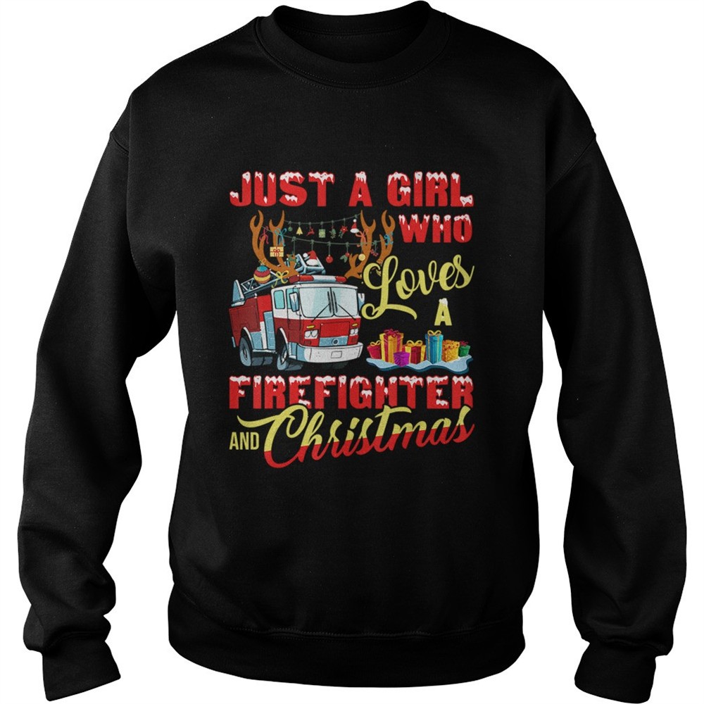 Just A Girl Who Loves Her Firefighter And Christmas Gift TShirt