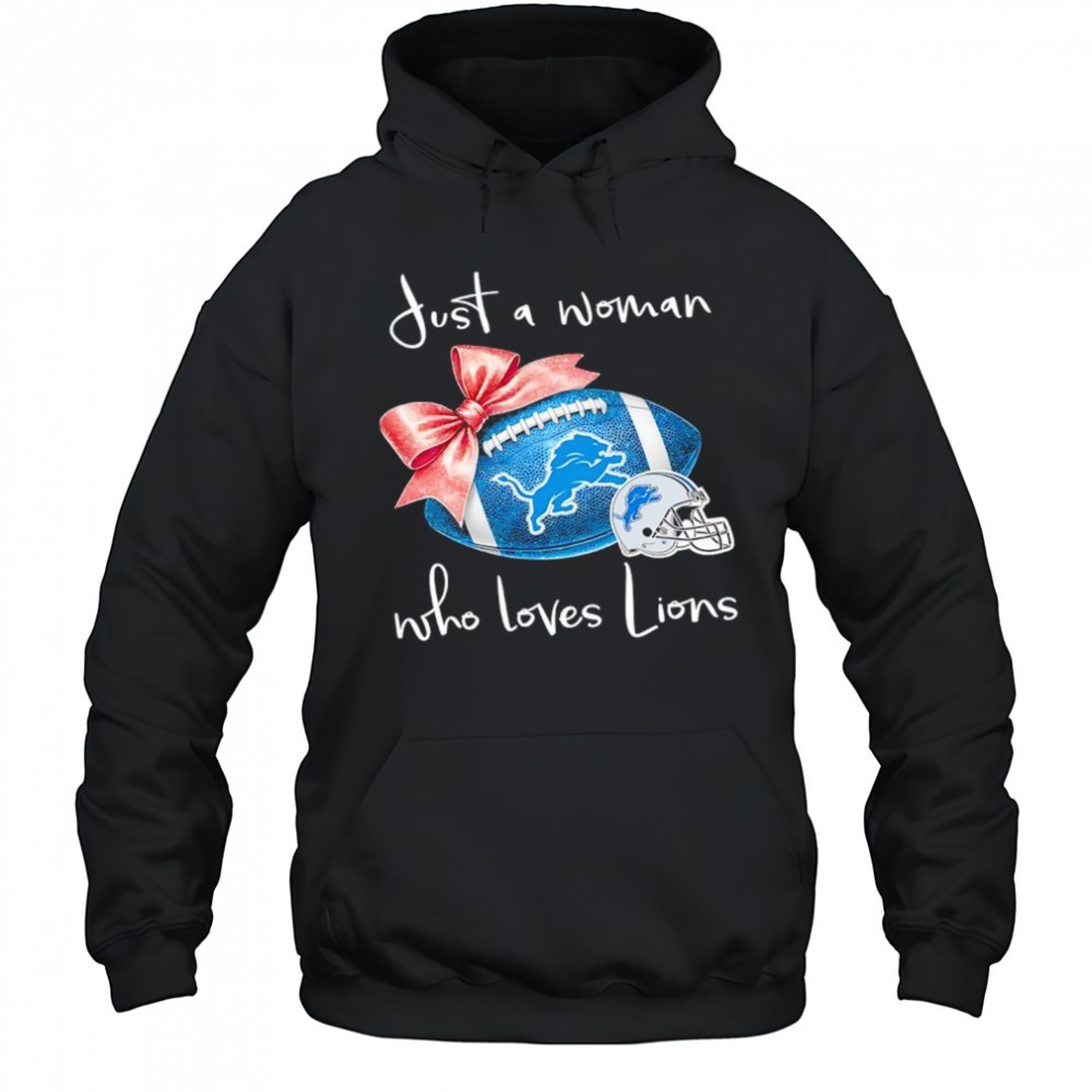 Just a woman who loves Detroit Lions pink bow helmet shirt