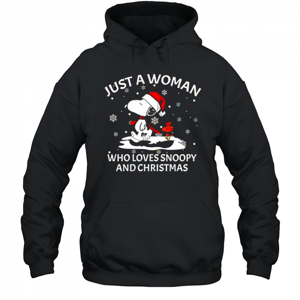 Just a woman who loves Snoopy and Christmas shirt