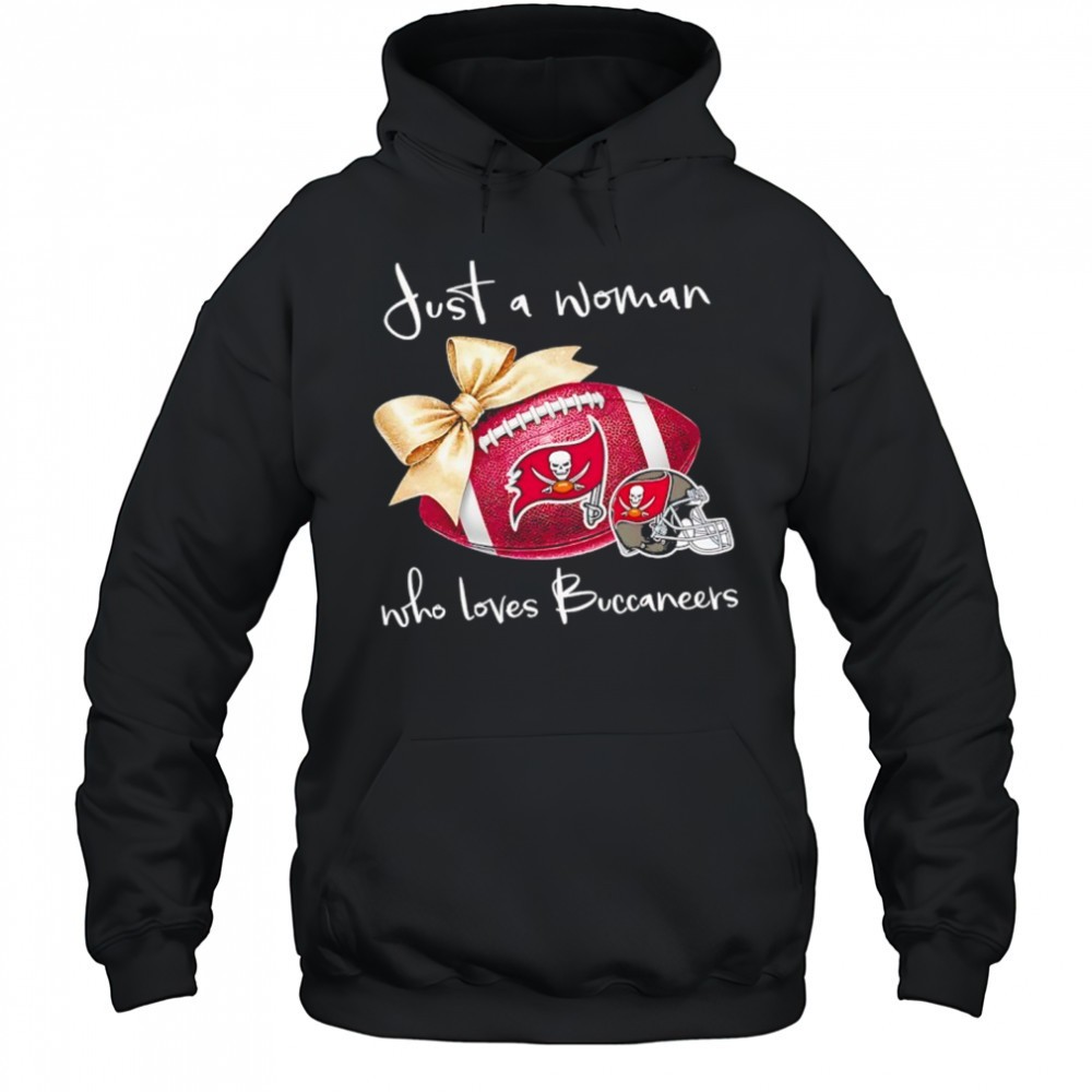 Just a woman who loves Tampa Bay Buccaneers gold bow helmet shirt