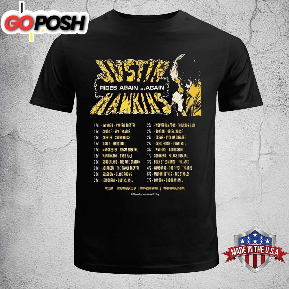 Justin Hawkins Rides Again Again Tour 2026 Unisex T-Shirt
