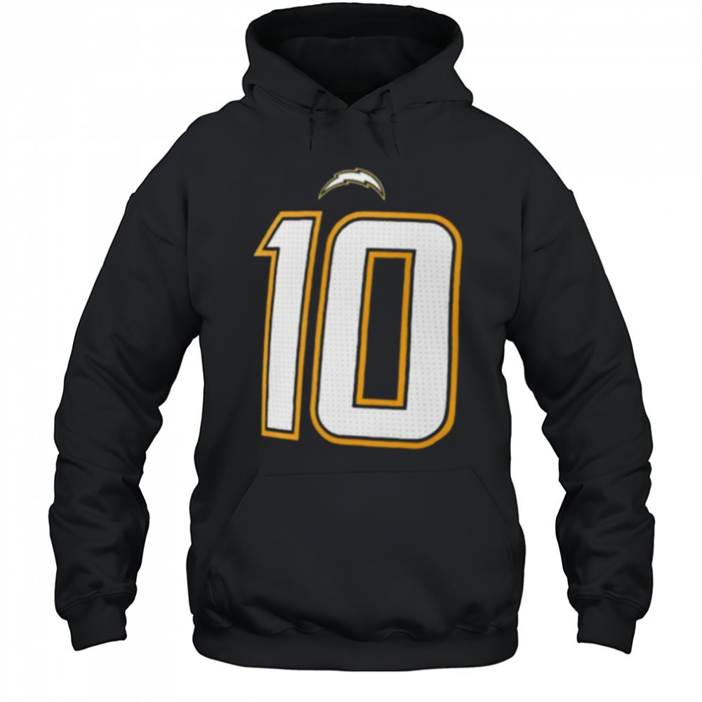 Justin Herbert 10 Los Angeles Chargers name and number 2 sided shirt