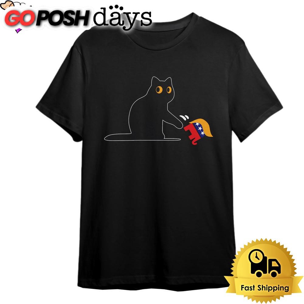 Kamala Harris 2024 Victory Black Cat vs GOP Elephant T Shirt