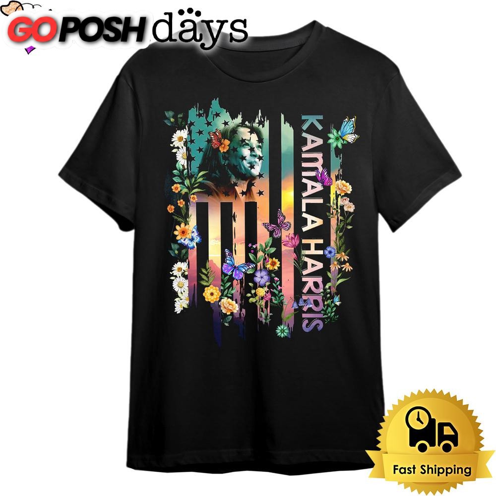 Kamala Harris Flag Flowers T Shirt