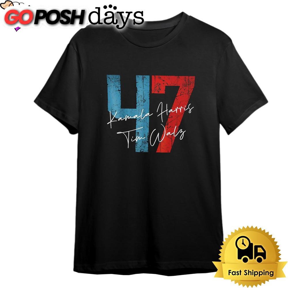 Kamala Harris Walz 2024 47th President Save Democracy US Dark T Shirt