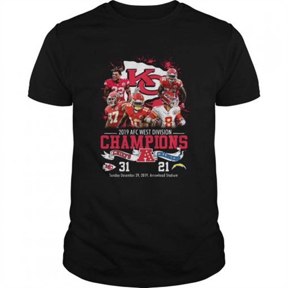 kansas-city-chiefs-2019-afc-west-division-champions-chiefs-vs-chargers-shirt-47shkqga Kansas City Chiefs 2019 Afc West Division Champions Chiefs Vs Chargers shirt