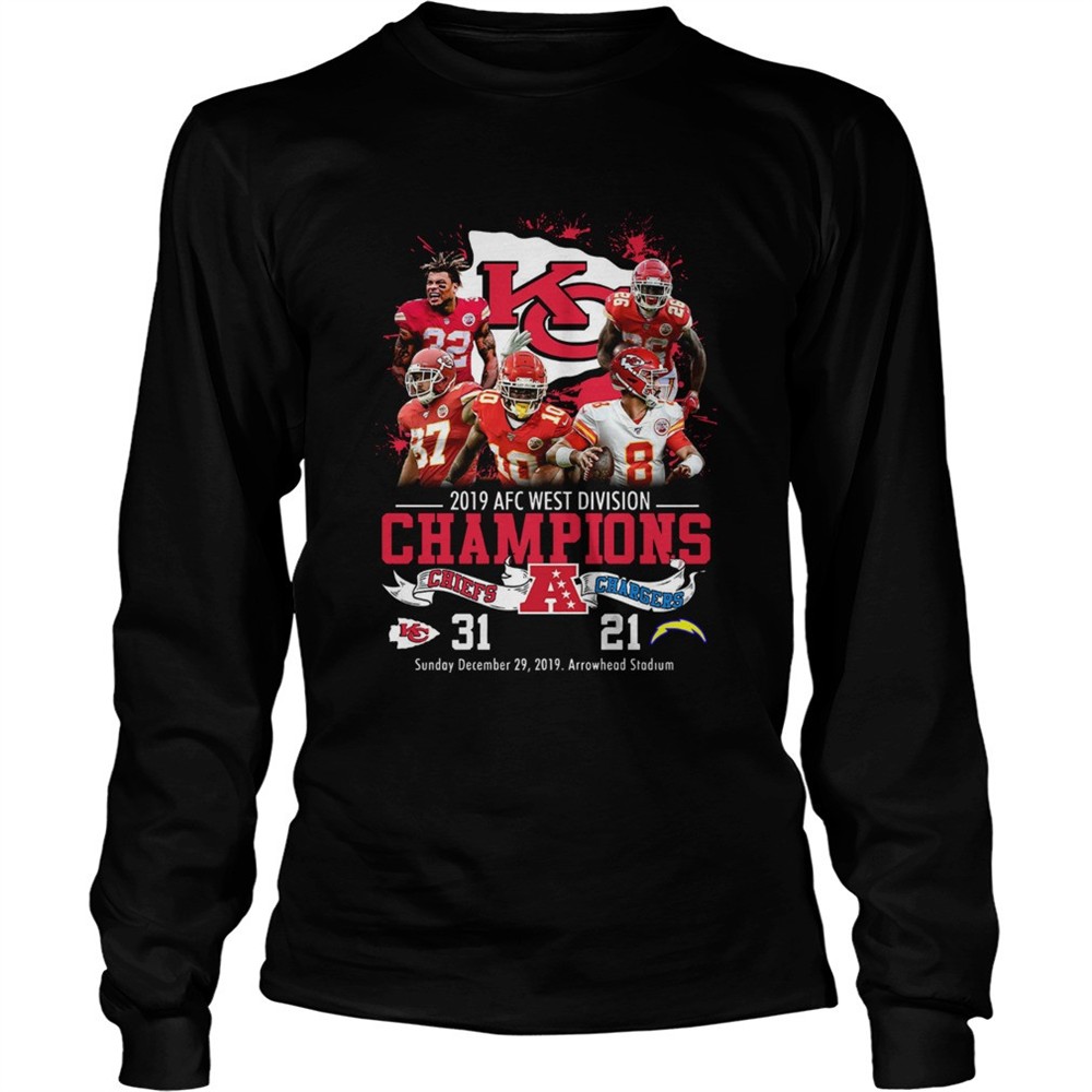kansas-city-chiefs-2019-afc-west-division-champions-chiefs-vs-chargers-shirt-47shkqga Kansas City Chiefs 2019 Afc West Division Champions Chiefs Vs Chargers shirt