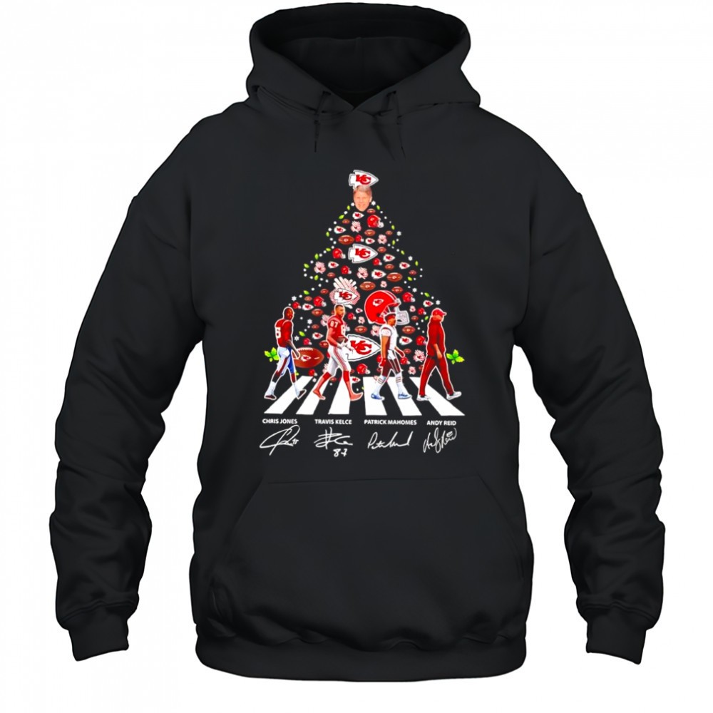 Kansas City Chiefs Abbey Road Christmas Tree Jones Kelce Mahomes coach Andy Reid shirt