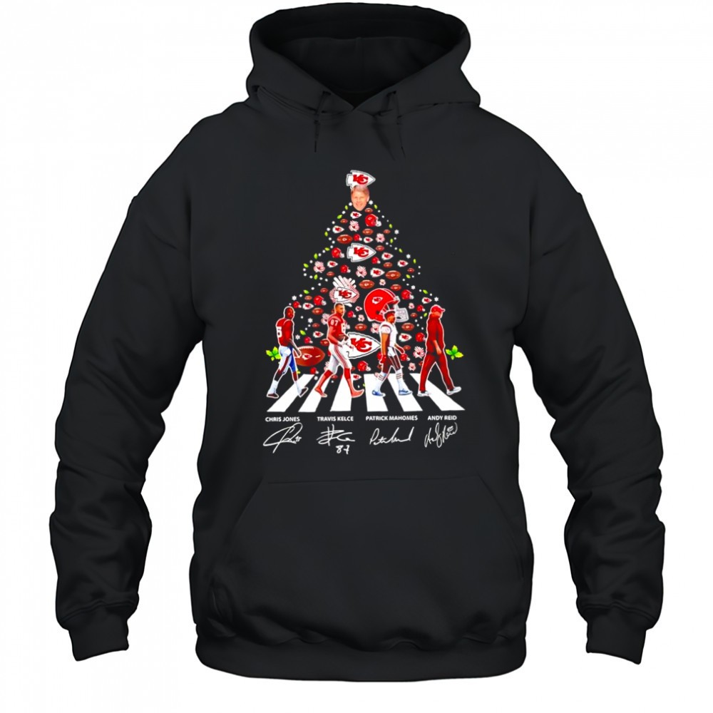 Kansas City Chiefs and Abbey Road Christmas Tree signatures shirt