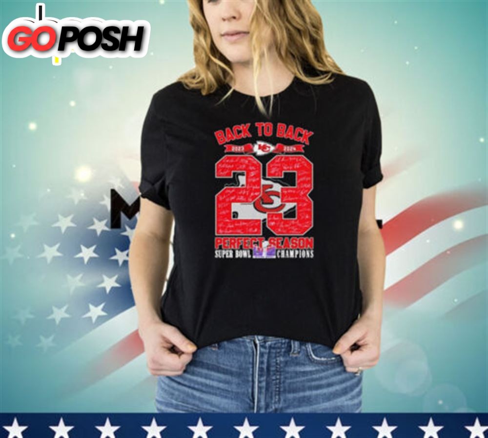 Kansas City Chiefs Back To Back Perfect Season Super Bowl Champions 2025 2025 T-Shirt