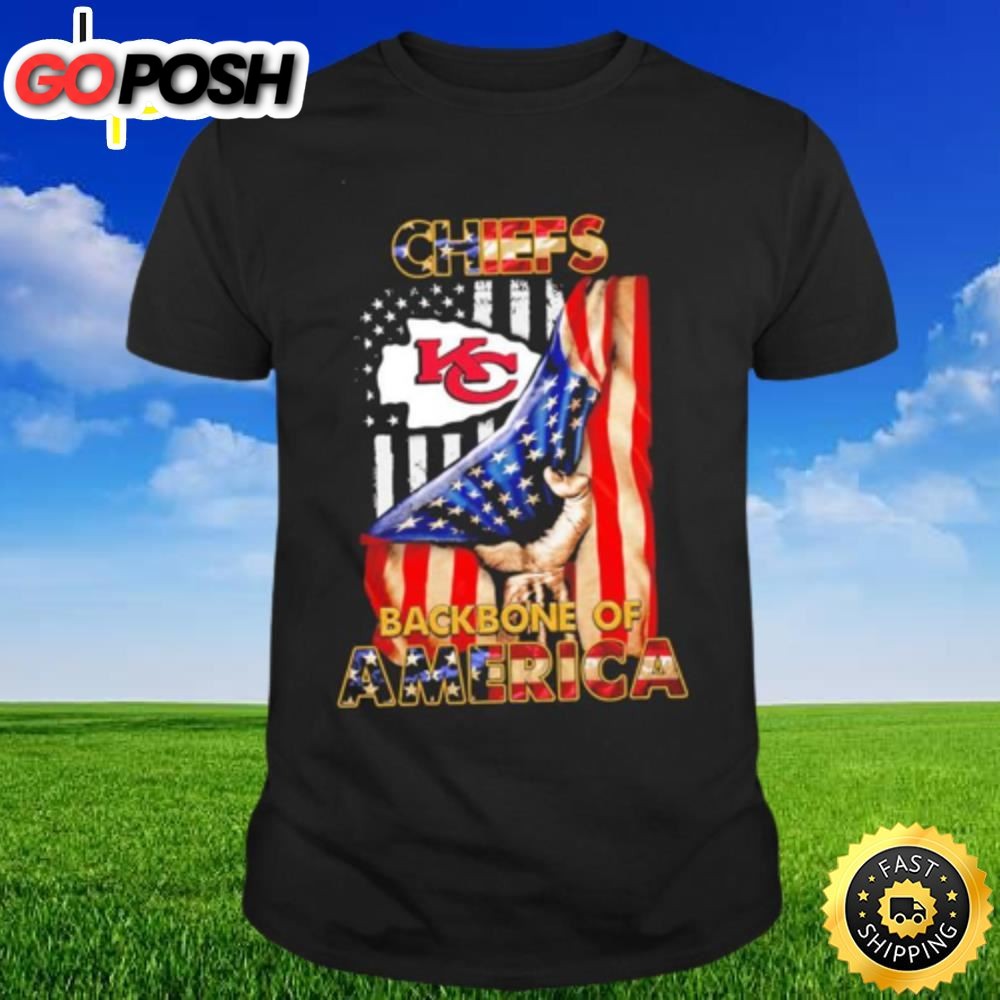 Kansas City Chiefs Backbone Of America Flag Nfl Football 2025 T-shirt