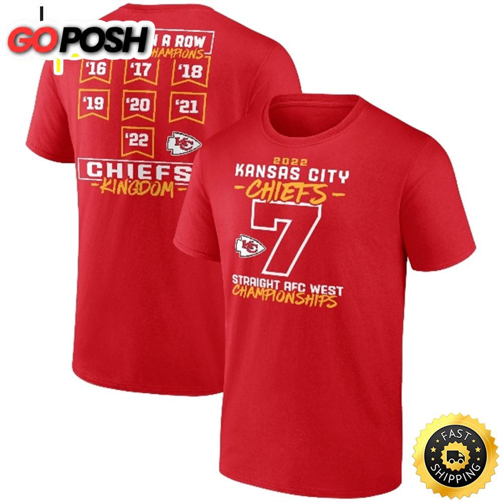 Kansas City Chiefs Branded Seventh-Straight AFC West Division Championship Red T-shirt