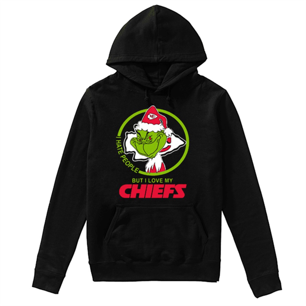 Kansas City Chiefs NFL Christmas Grinch Santa I Hate People But I Love My Chiefs shirt