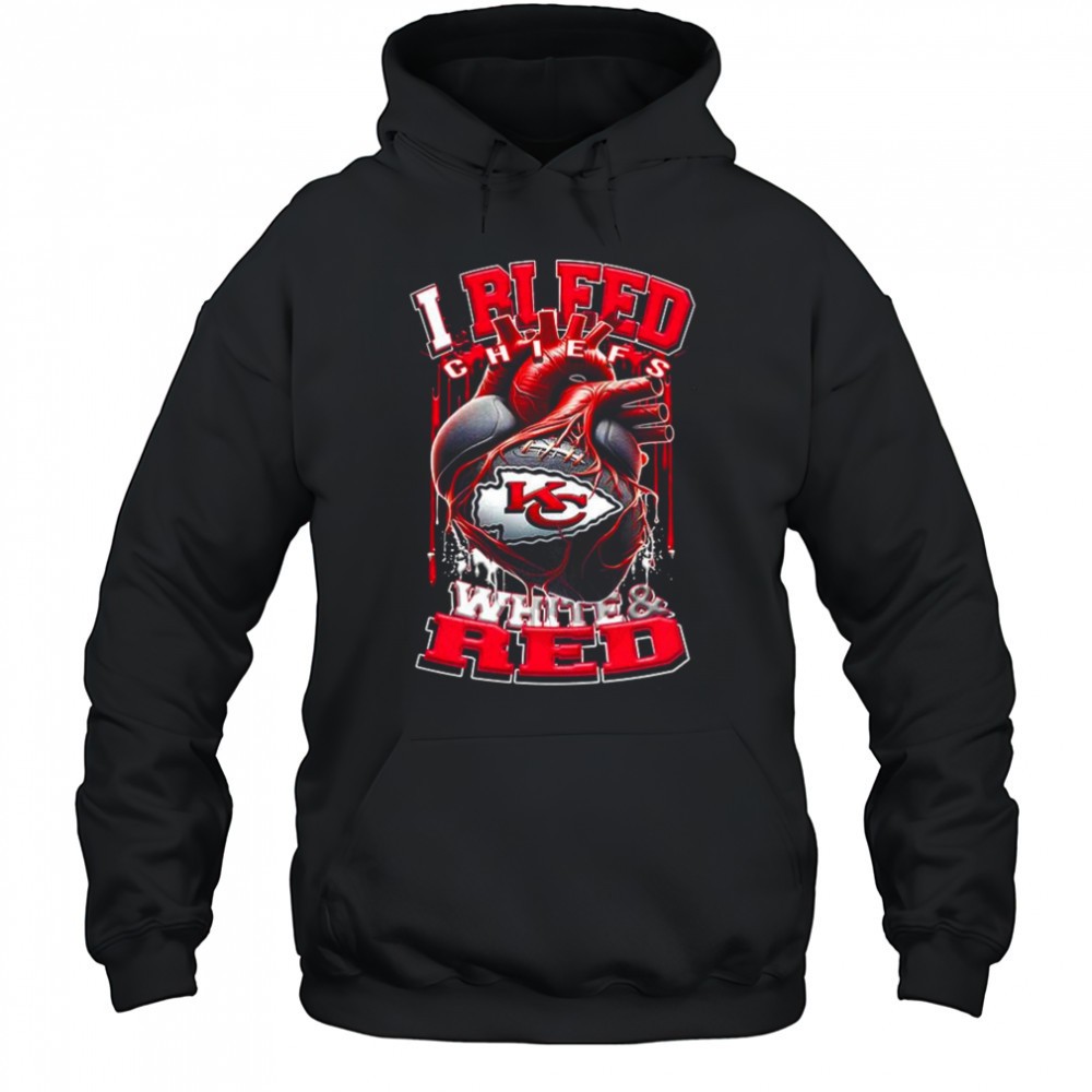 Kansas City Chiefs NFL I bleed Chiefs white and red heart football lovers shirt