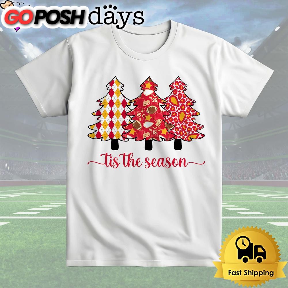 Kansas City Chiefs Tis the Season Christmas Trees T Shirt