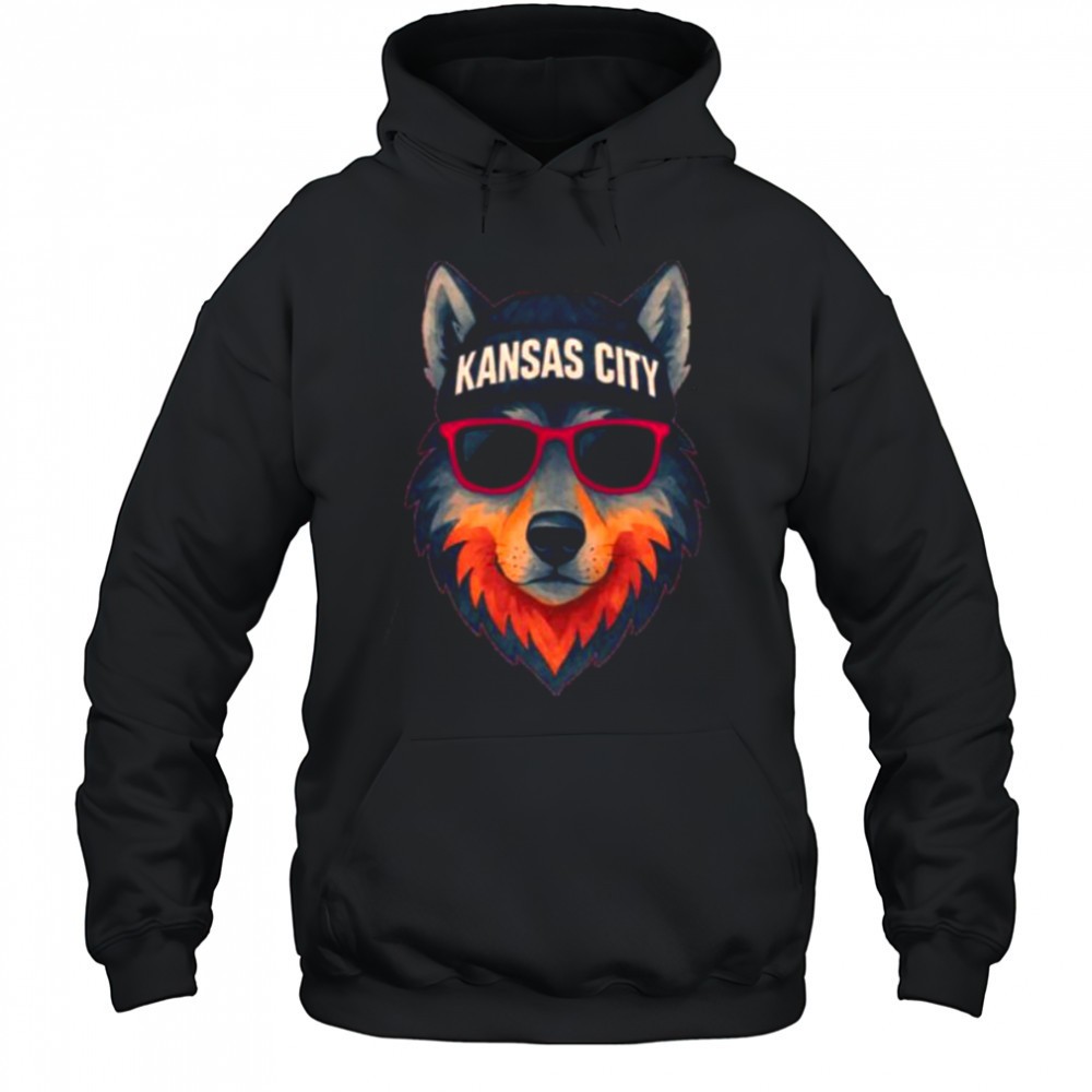 Kansas City Shirt, Wolf Shirt with Cool Beanie & Shades shirt