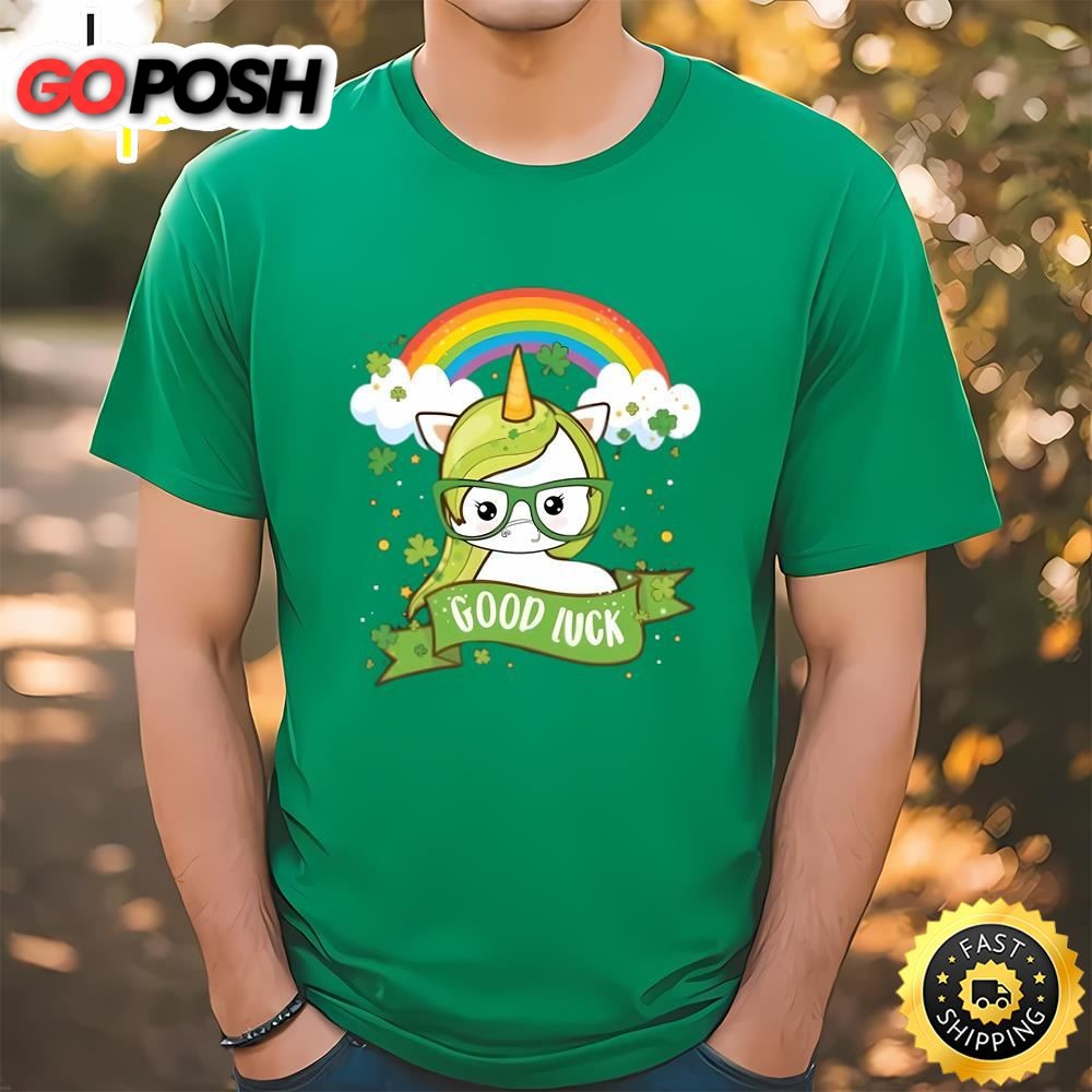 Kawaii Good Luck Rainbow St Patricks Day Unicorn T-Shirt