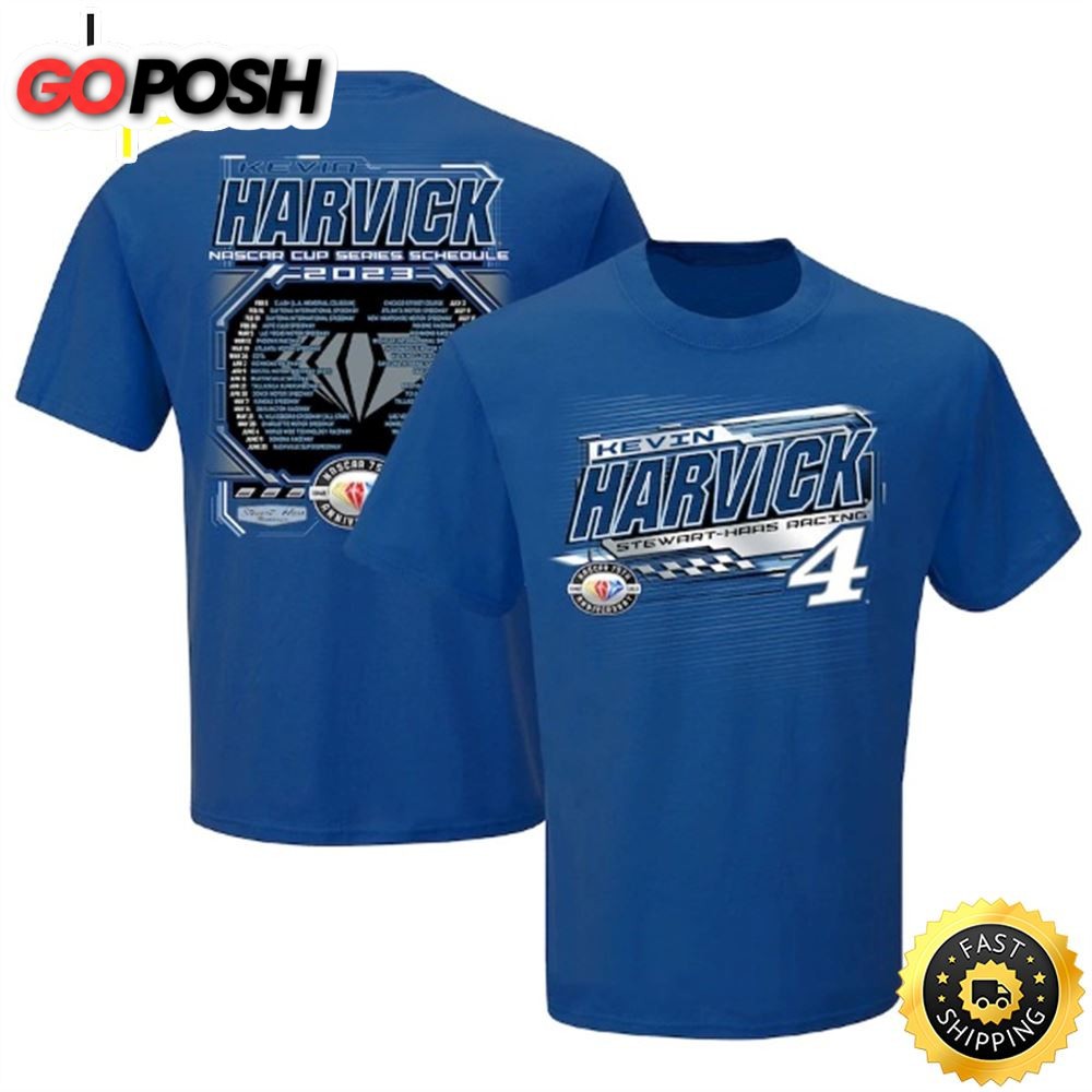 Kevin Harvick Stewart-Haas Racing Team Collection 2023 NASCAR Cup Series Schedule Royal T-shirt