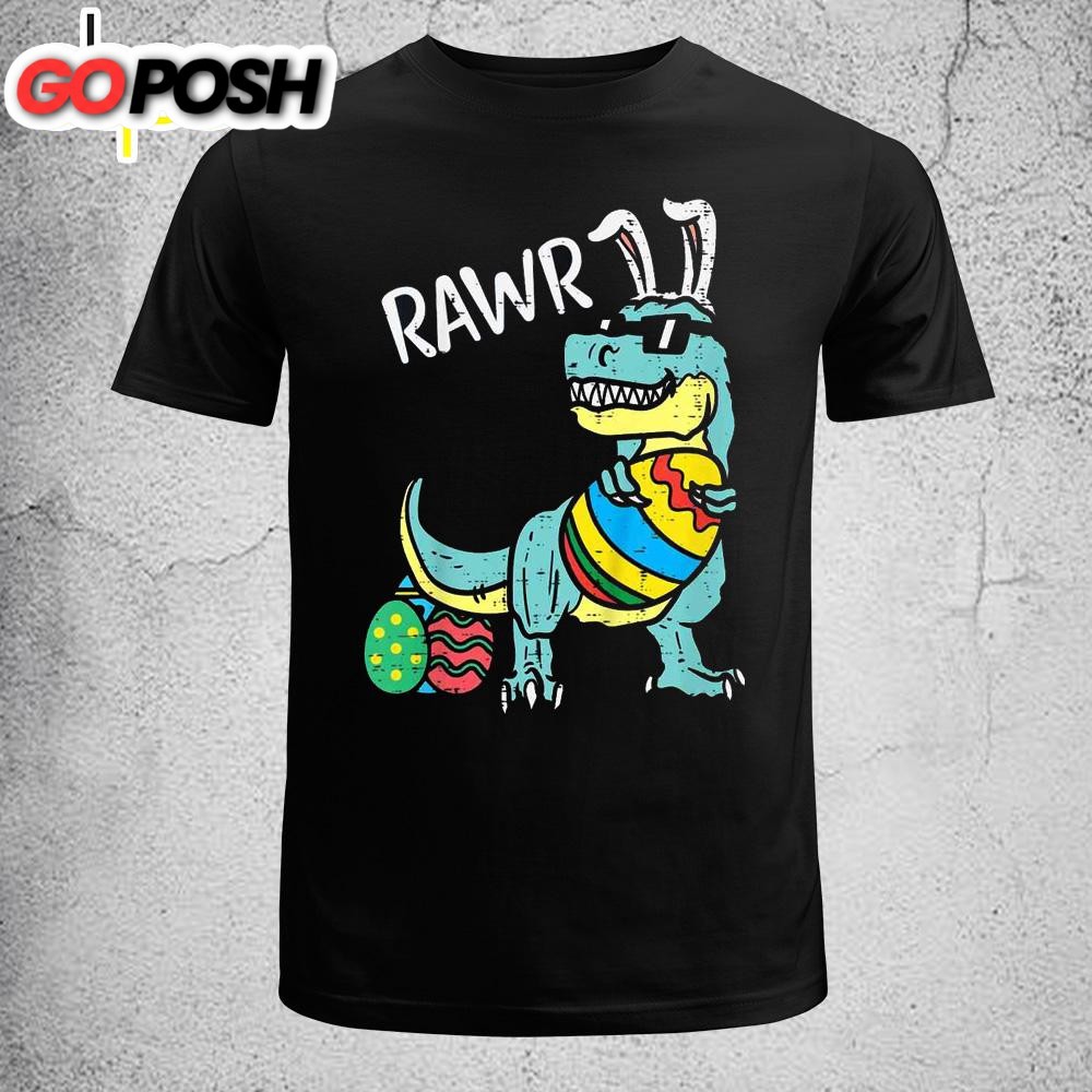 Kids Easter Trex Bunny Rawr Toddler Boys Easter Dinosaur Kids Funny Easter Shirt