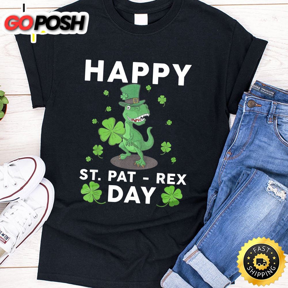 Kids St Pat Rex Day T-Shirt T-Rex Love Patrick