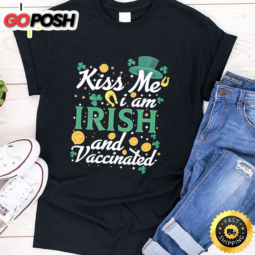 Kiss Me Im Irish Vaccinated Funny St Patrick Day Gift Men Long Sleeve T-Shirt