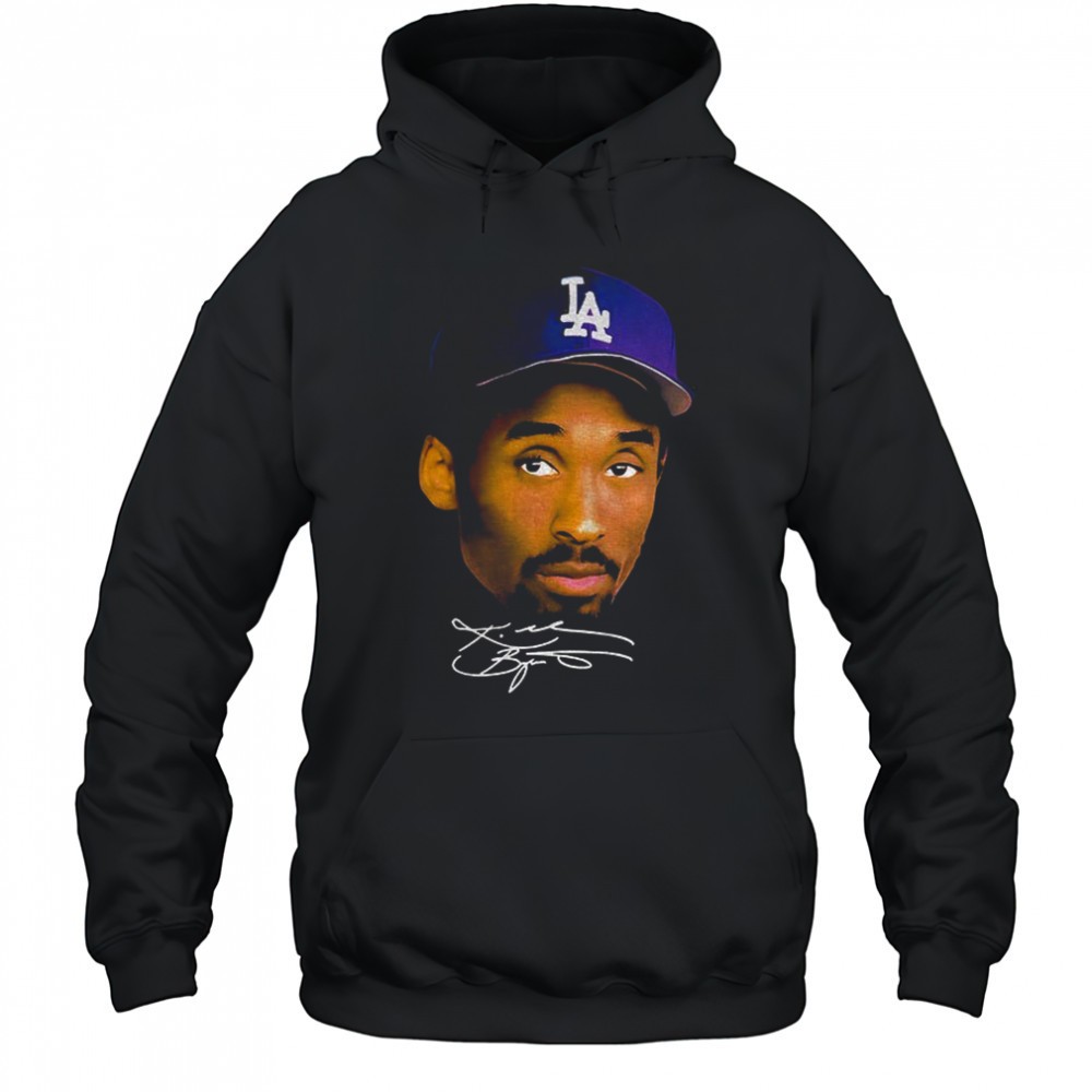 Kobe Bryant LA Hat big face Los Angeles Dodgers MLB Baseball signature shirt
