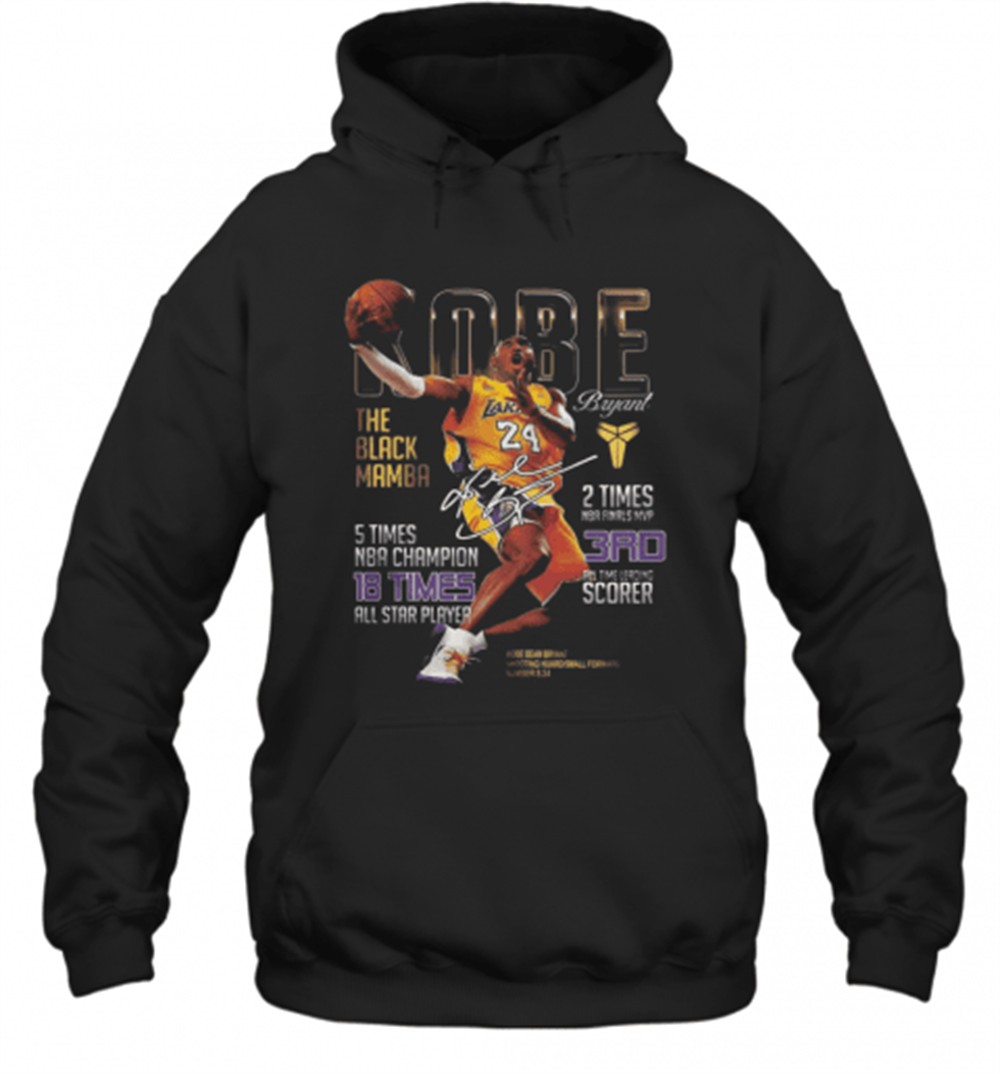 Kobe Bryant The Black Mamba 5 Times NBA Champions Signatures T-Shirt