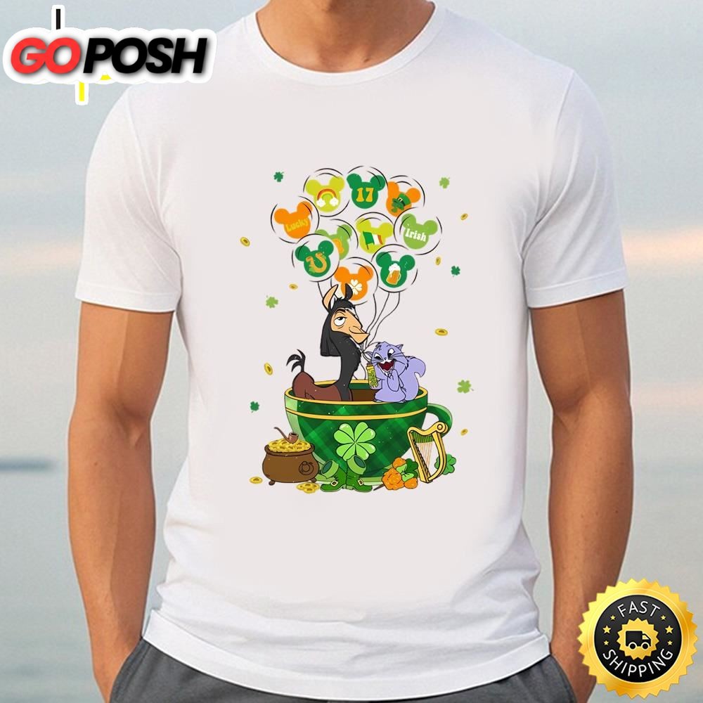 Kuzco Llama Yzma Cat Irish Balloon Tea Cup Patricks Day T-shirt