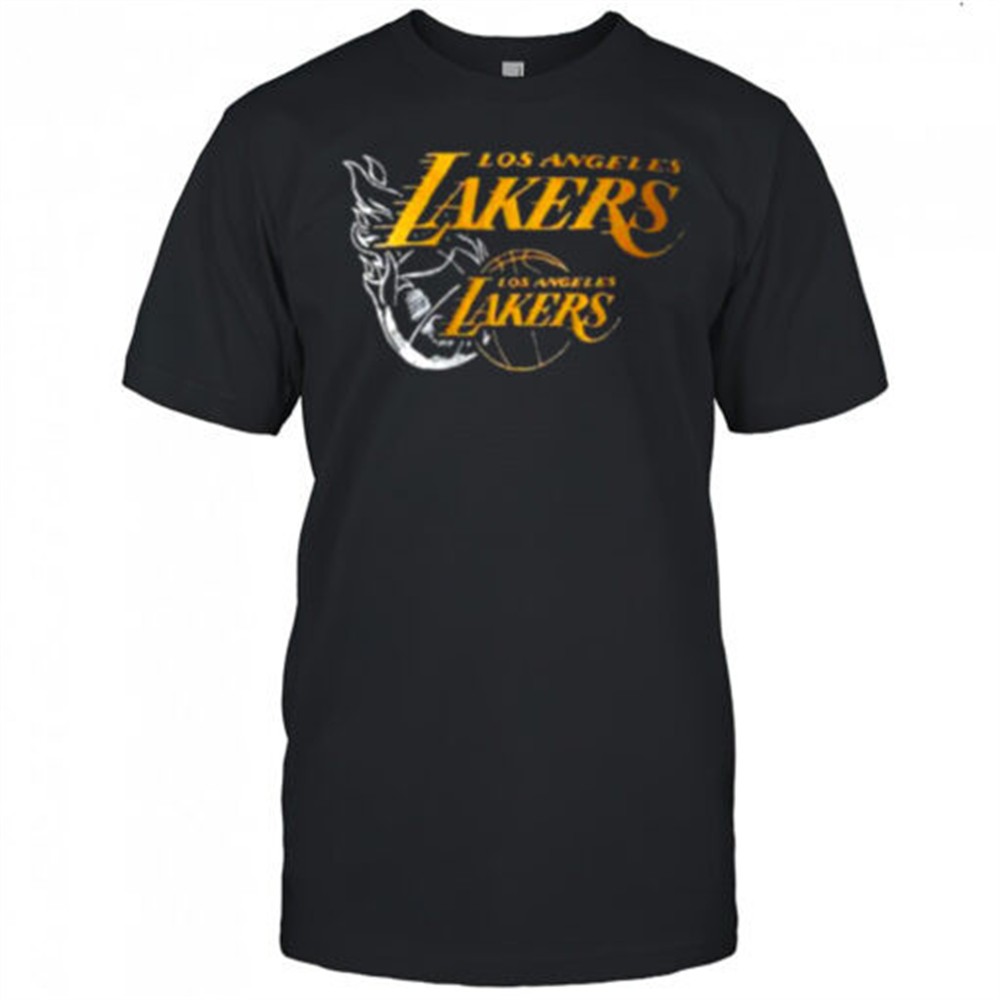 LA Lakers NBA Flame Graphic Black Shirt