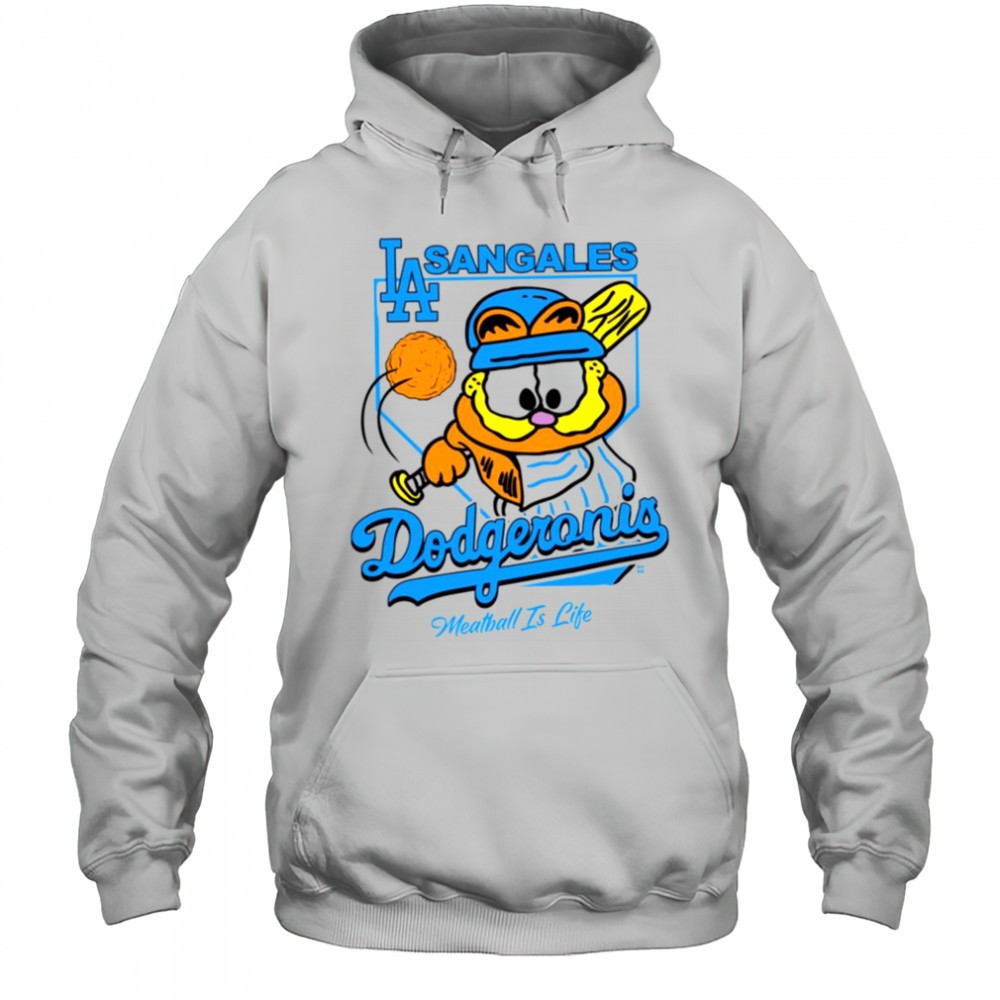 LA Sangales Dodgeronis Meatball Is Life Baseball Cartoon T-shirt