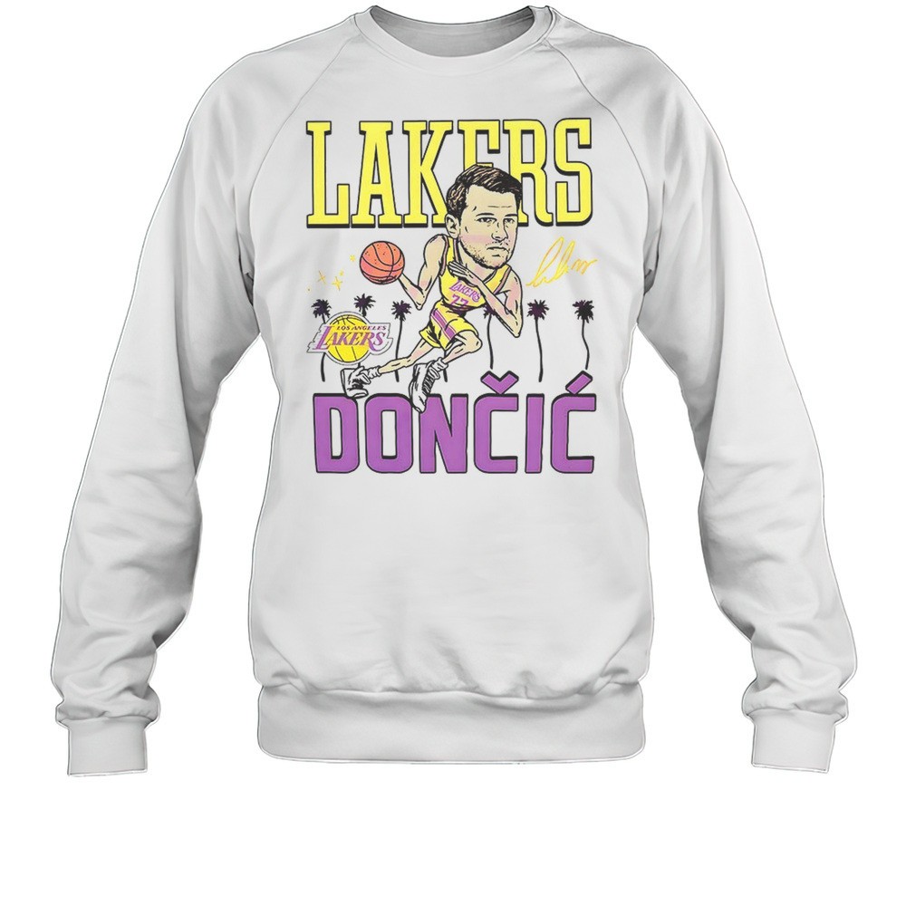 Lakers Doncic NBA Basketball Player Dribble Palms Caricature Signature Shirt