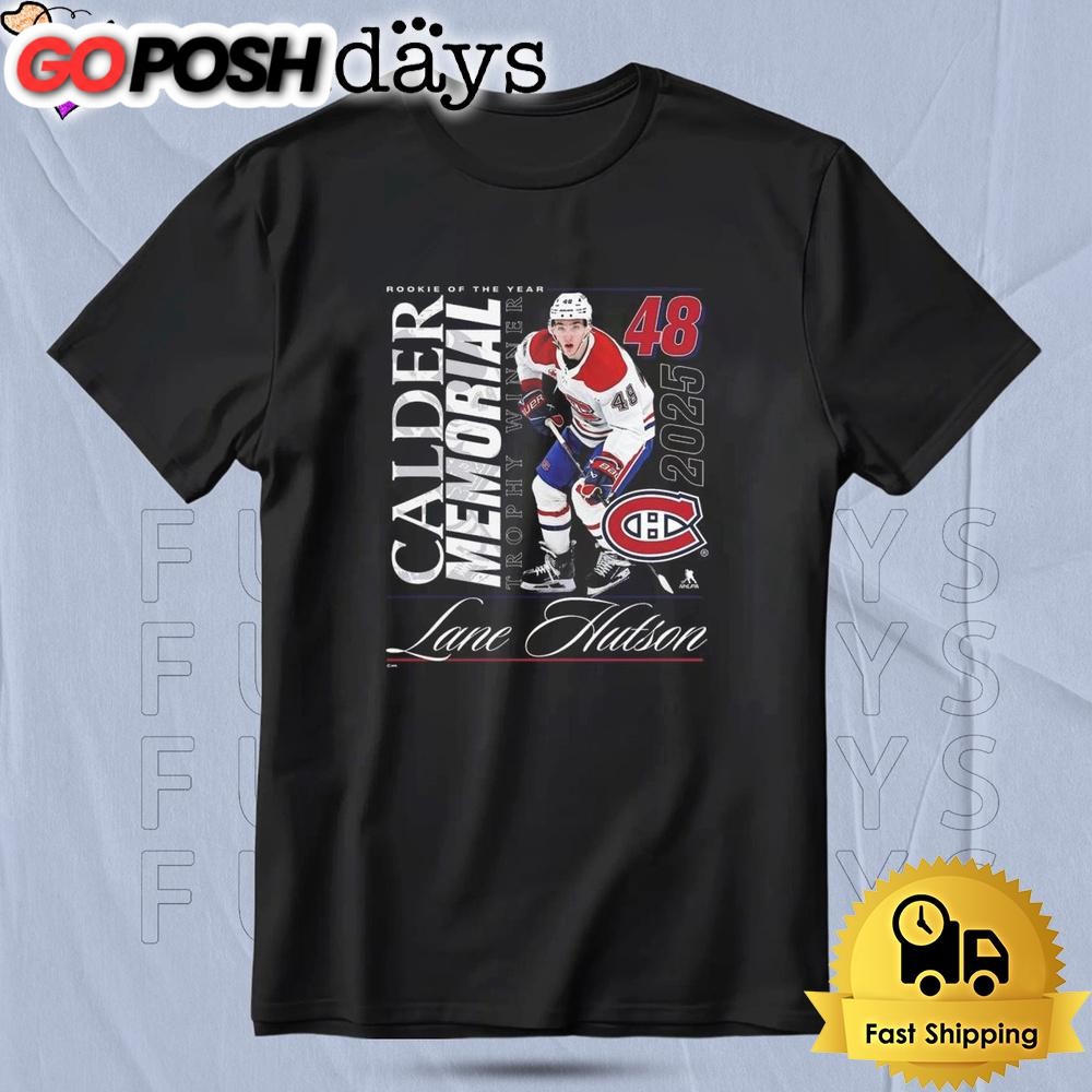 Lane Hutson Montreal Canadiens 2025 Calder Memorial Trophy Winner T Shirt