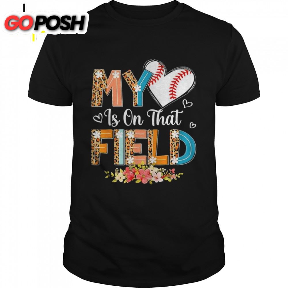 Leopard Baseball Mom My Heart Is On That Field Mothers Day Shirt