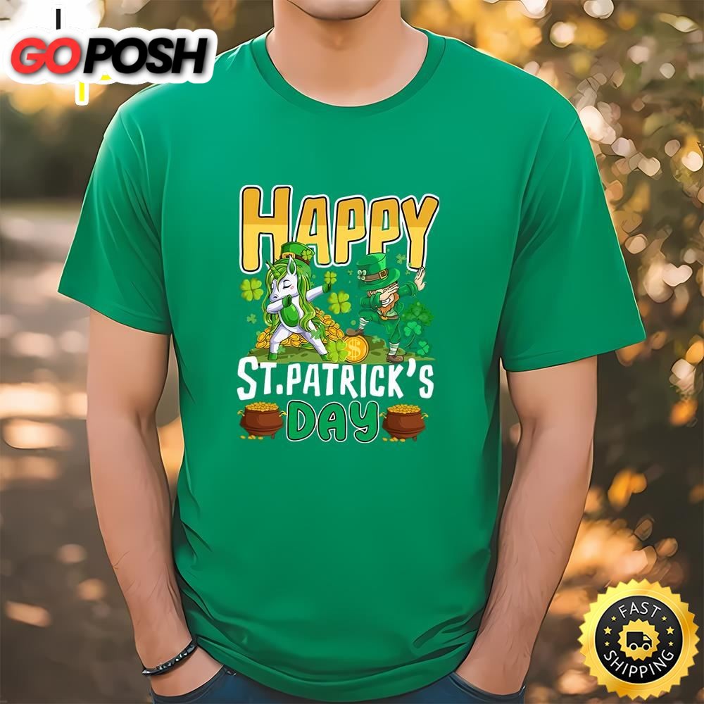 Leprechaun Riding Unicorn Happy St Patricks Day Shirt
